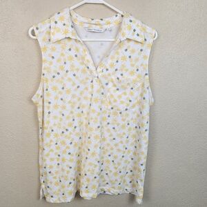 Emily Daniels Pineapple Print Sleeveless Top Large (5372)